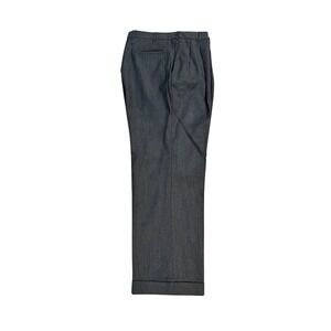 Berle Mens‎ Charcoal Grey Super 100s Worsted Wool Pleated Cuffed Dress Pants 36R